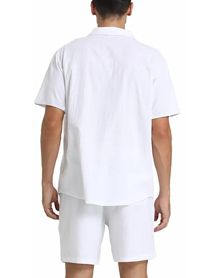 Zweiteiliges Leinen-Set für Herren – Hemd & Hose – Atmungsaktiv, Stilvoll & Sommerlich – Größe S–2XL – Ideal für Urlaub & Alltag