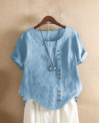 Damen Kurzarm-Bluse – Leichter Stoff, Modischer Schnitt – Größe S–5XL – Ideal für Sommer, Büro & Freizeit