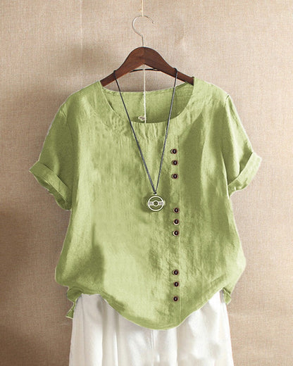 Damen Kurzarm-Bluse – Leichter Stoff, Modischer Schnitt – Größe S–5XL – Ideal für Sommer, Büro & Freizeit