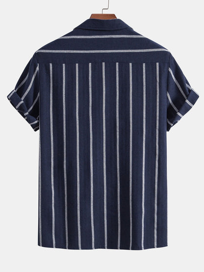 Gestreiftes Herren Kurzarmhemd & Shorts Set – Zweiteilig, Leicht & Stylisch – Sommerlook für Freizeit & Urlaub – Größe S–XXL