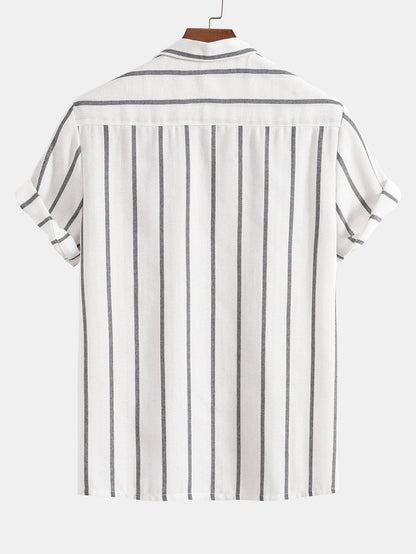 Gestreiftes Herren Kurzarmhemd & Shorts Set – Zweiteilig, Leicht & Stylisch – Sommerlook für Freizeit & Urlaub – Größe S–XXL