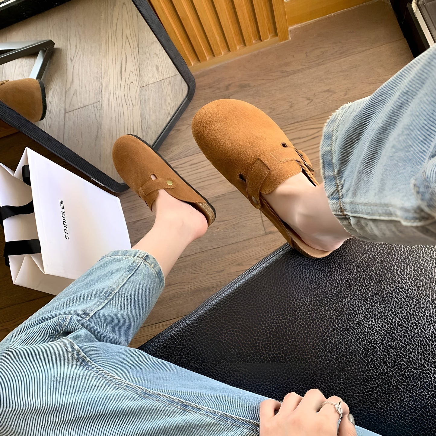 Orthopädische Damen Clogs mit Fußbett – Bequeme Hausschuhe mit Korksohle & Schnalle – Rutschfest & ergonomisch – Größen 36–42