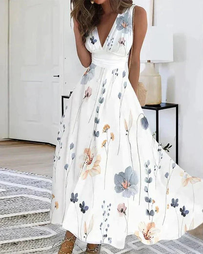 Floral Damen Sommerkleid mit V-Ausschnitt – Luftig, Elegant & Leicht – Größe S–3XL – Ideal für Urlaub, Alltag & Feste