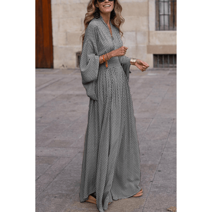 Geometrisches Maxikleid – Modernes Sommerkleid mit Print – Luftig & Stilvoll – Größe S–XL