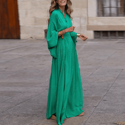 Geometrisches Maxikleid – Modernes Sommerkleid mit Print – Luftig & Stilvoll – Größe S–XL