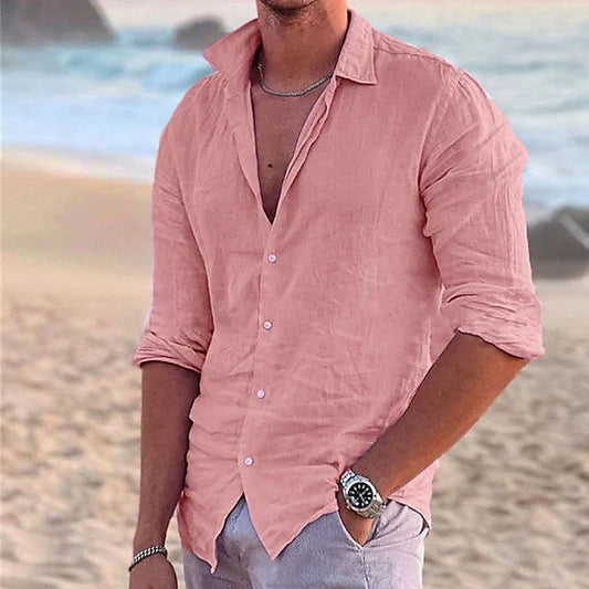 Leichtes Herren Leinenhemd – Baumwoll-Leinen-Mix, Lässig & Atmungsaktiv – Ideal für Sommer, Urlaub & Freizeit – Größe S–XXL