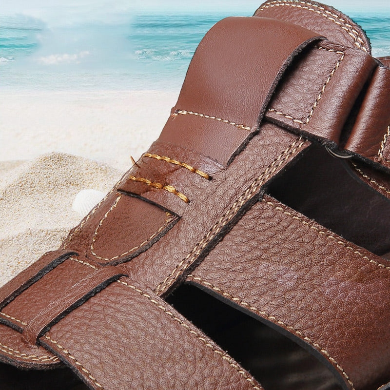 Hochwertige Herren Ledersandalen – Ergonomisch, Bequem, Robust & Alltagstauglich – Sommer-Sandalen aus Echtleder – Größe 40–48