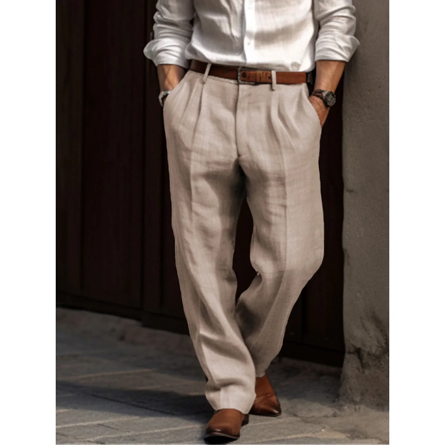 "Plissierte Herren Leinenhose – Leicht, Atmungsaktiv & Stilvoll – Ideal für Sommer, Freizeit & Urlaub – Größe S–XXL