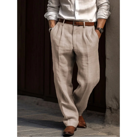 "Plissierte Herren Leinenhose – Leicht, Atmungsaktiv & Stilvoll – Ideal für Sommer, Freizeit & Urlaub – Größe S–XXL