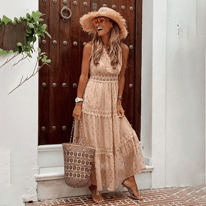 Boho Sommerkleid Lang – Bequem & Luftig – Maxi Kleid mit Ethno-Muster & lockerer Passform – Größe S–XL