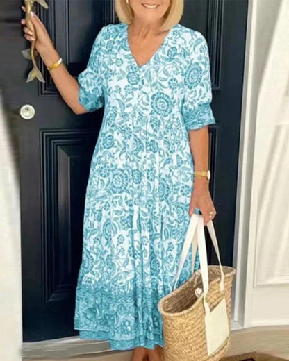Luftiges Boho-Maxikleid – Sommerkleid mit lockerem Schnitt & Muster – Atmungsaktiv & Femininer Stil – Größe S–XL