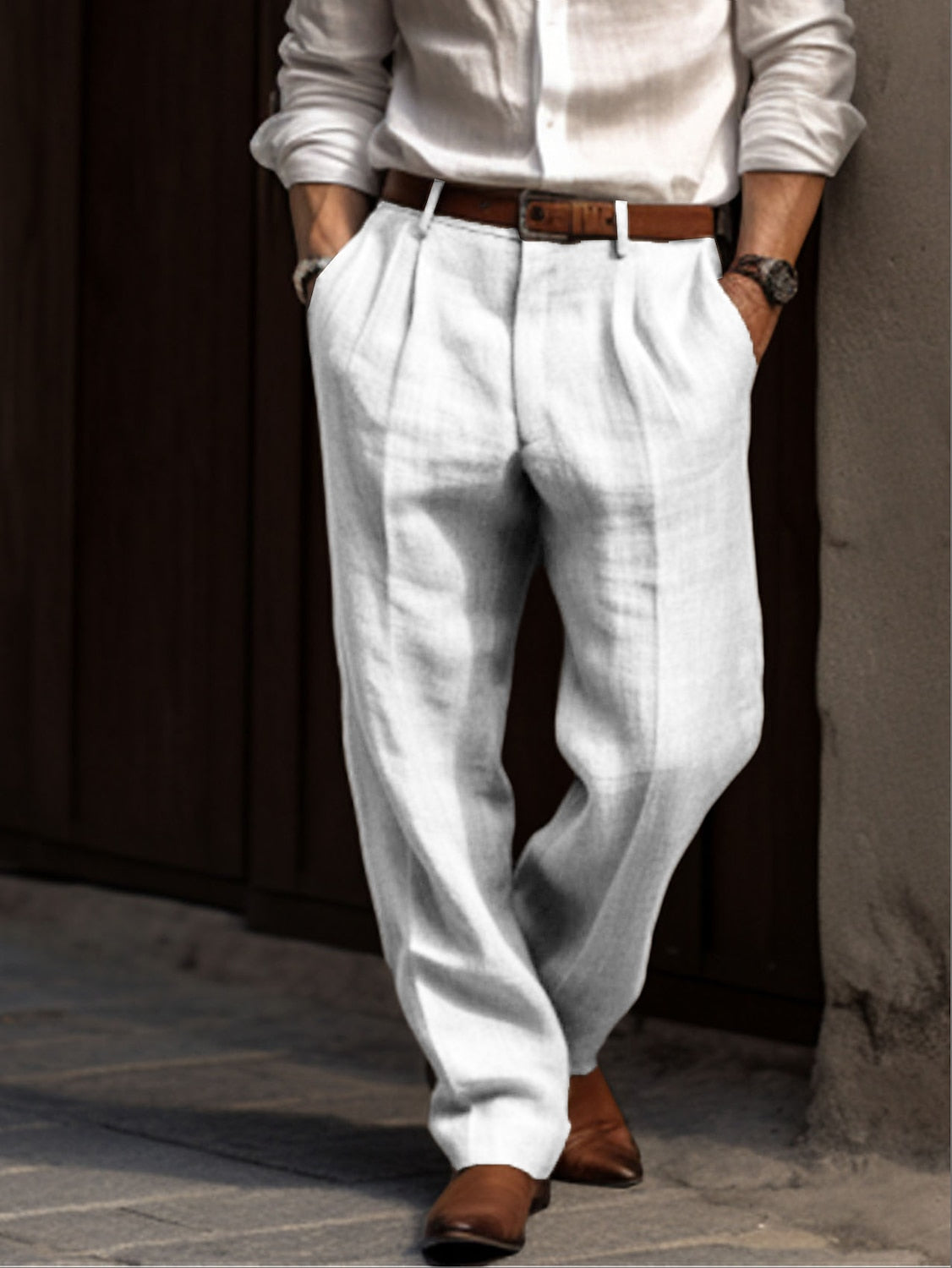 "Plissierte Herren Leinenhose – Leicht, Atmungsaktiv & Stilvoll – Ideal für Sommer, Freizeit & Urlaub – Größe S–XXL