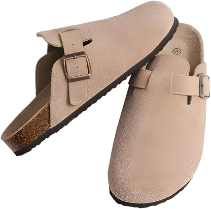 Orthopädische Damen Clogs mit Fußbett – Bequeme Hausschuhe mit Korksohle & Schnalle – Rutschfest & ergonomisch – Größen 36–42